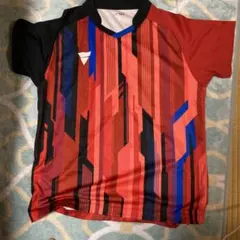 VICTAS 卓球ウェア Mサイズ 赤黒ストライプ