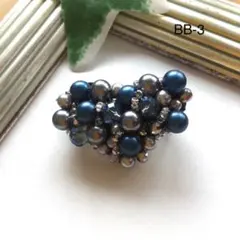 BB-3 大人のハート型ブローチ (グレー ネイビー)