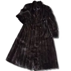 総丈95 ブラックグラマ ミンク ファーコート アメリカ産 毛並み◎なめし柔らか 総丈95 ブラックグラマ ミンク ファーコート アメリカ産 毛並み