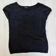 COMME CA ISM 半袖ニット 麻100% ブラック 薄手 春夏