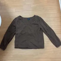 GAP ブラウン 長袖 Vネック シャツ Sサイズ