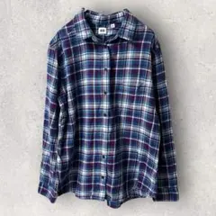 ユニクロ L 長袖シャツ レディース トップス コットンシャツ ブルー パープル