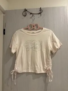 NICE CLAUP ロゴ刺繍ドロストTシャツ