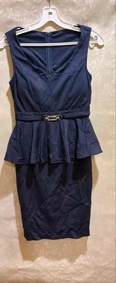 ネイビー ペプラムデザインドレス サイズ#2