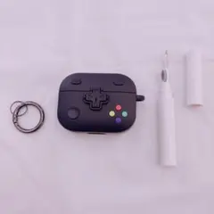 AirPods Pro 保護ケース 黒 TPU材質 分離式 カラビナ 掃除ブラシ