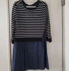 ELLE ストライプセパレート風ワンピース　Lサイズのサムネイル