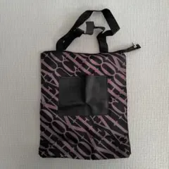 FAUCHON エコバッグ 黒/ピンク　ファスナー付き