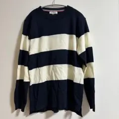 THESHOPTK ネイビーとホワイトのストライプニットセーター