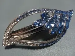 葉型リーフ型青いクリスタル ダイヤモンドヘアバレッタヘアクリップ結婚式ヘア飾り
