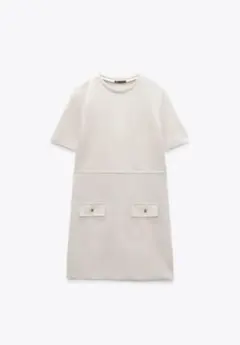 ZARA ひざ丈ワンピース ホワイト 半袖