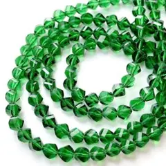 花*鳥様 bn220/ガラスビーズ◇多面カット　クリアグリーン　2連