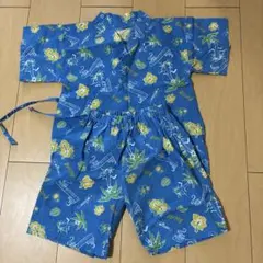 青色 花柄 甚平 95cmまで対応