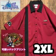海外限定　ディズニー　バックプリント　ミッキー　プルート　半袖　2XL ZI28