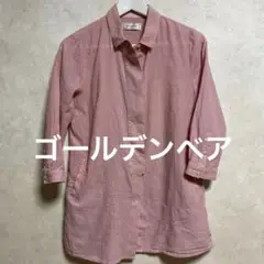 Golden Bear ピンク ストライプ 五分袖シャツ L