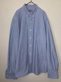 無印良品　洗いざらしオックスボタンダウンシャツ XL ブルー