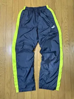 【美品】PUMA ナイロンパンツ L グレー/イエロー