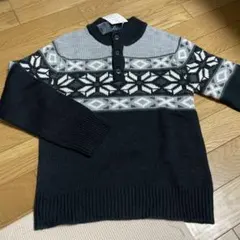 ダークグレー フェアアイル柄 ニットセーター