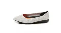 グレー 編み込み模様 フラットシューズ