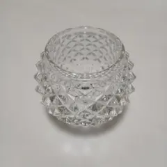 유리 다이아몬드 무늬 캔들 홀더, 내경 약 4.2cm, 높이 약 6.1cm