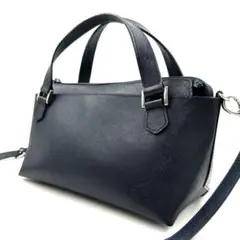 kitamura 205 ハンドバッグ 2way 斜め掛け レザー ネイビー
