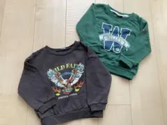 トレーナー 2枚セット ダークグレー グリーン 90
