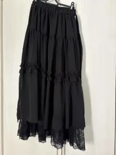 Axes femme 裾レースフレアスカート 黒のサムネイル