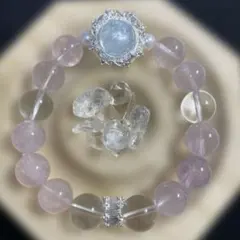 天然石　アクアマリン　クリスタル水晶　ローズクォーツ　デザブレ　内径17cm