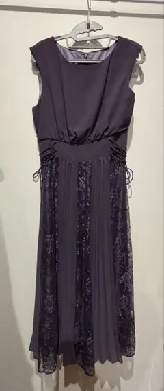 パープル ノースリーブ パーティードレス