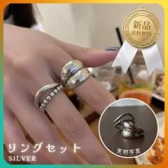 【限定セール】指輪 2点セット S925 シルバー リング フリーサイズ ペアのサムネイル