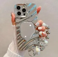 iPhone16 ケース ミラー シルバー ウェーブデザイン 《週末限定値下げ》