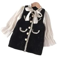 キッズ ワンピース セットアップ風 ツイード×ブラウス風 子供服 女の子