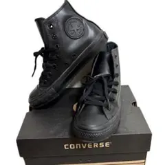 23.5 コンバース スニーカー レザー黒 オールスター ハイカット1C075