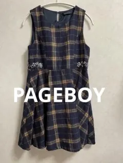 PAGEBOY ジャンバースカート ネイビー ビジュー