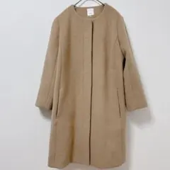 Andemiu】ベージュ フード取り外し可能 ロングコート 冬アウター/M 