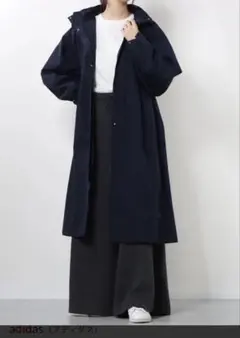 アディダスadidas防水ロングコート＊フード付きレインコート＊ネイビー