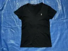 ラルフ・ローレン スポーツ　レディース　ブラック Vネック Tシャツ