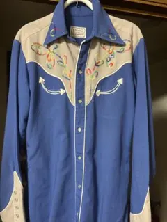 H Bar C ウエスタンシャツ 青　ブルー