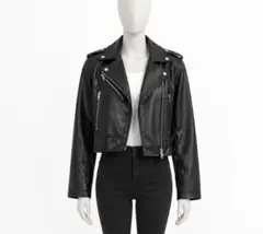 ZARA フェイクレザー ライダースジャケット ブラック