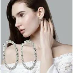 【デートにも】キラキラ　レディース　フープピアス　サークル　フォーマル　卒業式