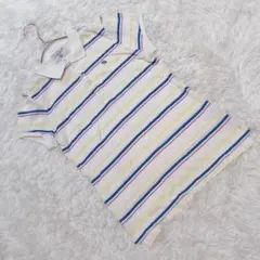 『アーノルドパーマー』 (2) ボーダー柄半袖ポロシャツ コットン ブランドロゴ