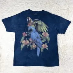 USA製 ザ・マウンテン ネイビータイダイ グラフィックTシャツ オウム 