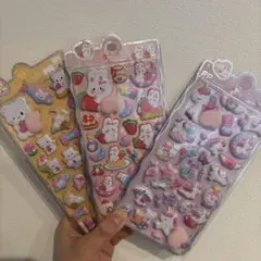 ① ぷくぷくシール 3D立体　おしりぷりぷりシール　4枚セット　手帳シール