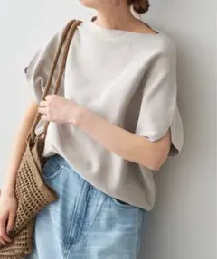 ATON エイトン サマーニット 半袖ニット コットン 鹿の子 アイボリー