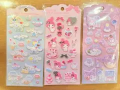 シナモロール・マイメロディ・クロミ ジュエルマシュマロステッカー3枚セット