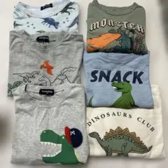 恐竜プリント 長袖Tシャツ 110㌢4枚、105㌢2枚の6枚セットです。