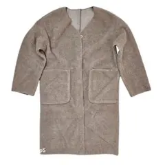 ノーカラー ロングコート ブラウン earth music&ecology