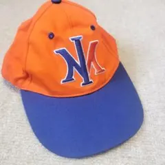 新品未使用NYロゴ刺繍 ベースボールキャップ オレンジ/ネイビー
