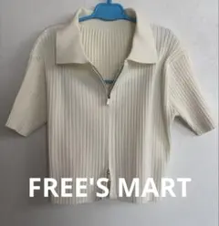 【FREE'S MART】ハーフジップ リブニット 半袖 トップス ホワイトのサムネイル