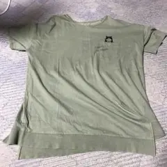 Tシャツ グリーン ポケット付 ネコ