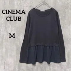 美品　CINEMA CLUB ネイビーフリルトップス長袖M 痩せ見え　秋冬